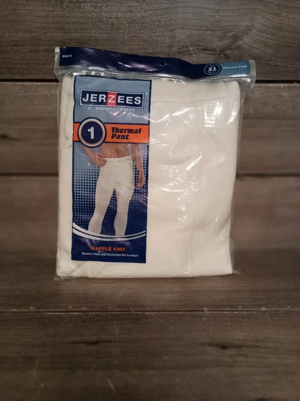 Jerzees Thermal Pants 1 Pair White Men's Size XL 40-42 Waffle Knit Brand New